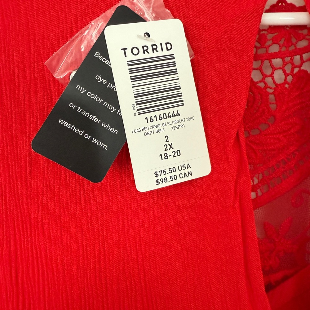 Torrid Red Mini Dress with Lace Detail - Picture 8 of 8